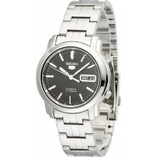 Seiko Men's 5 Automatic SNKK71K Silver Stainless-Steel Automatic Watch with Black Dial