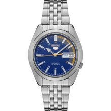 Seiko Men's 5 Automatic SNK371K Silver Stainless-Steel Automatic Watch with Blue Dial