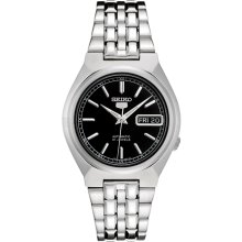 Seiko Men's 5 Automatic SNK307K Silver Stainless-Steel Automatic Watch with Black Dial