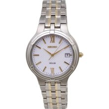 Seiko Mens Analog Stainless Watch - Two-tone Bracelet - White Dial - SNE029P1