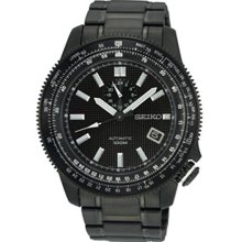 Seiko Men's Black Stainless Steel Superior Automatic Black Dial Tachymeter SSA007