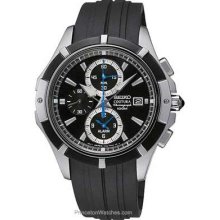 Seiko Mens Coutura Alarm Chronograph Black Dial and Rubber SNAF13