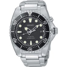 Seiko Men's Kinetic Stainless Steel Dive Watch Black Dial SKA371