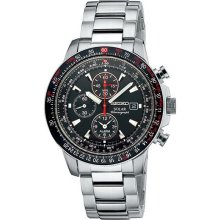 Seiko Mens Multifunction Silvertone Solar Watch