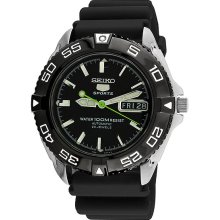 Seiko Men's Seiko 5 Sports Automatic Black Dial Rubber Strap SNZB23K2