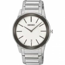 Seiko Men's SKP377 Silver Stainless-Steel Quartz Watch with White Dial