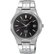 Seiko Men's Sne121 Stainless Steel Analog With Black Dial Watch