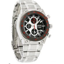 Seiko Mens Sport Black Dial Alarm Chronograph Quartz Bracelet Watch SNAD55 New