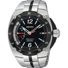 Seiko Men's Sportura Direct Drive Kinetic Black Dial Link Bracelet SRG005