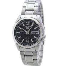 Seiko Men's Stainless Steel Case and Bracelet Automatic Black Tone Dial SNKL55