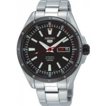 Seiko Men's Stainless Steel Seiko 5 Automatic Black Dial Bezel SRP155