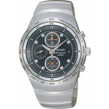 Seiko Men's Stainless Steel Alarm Chronograph Blue Dial SNAA83