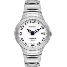 Seiko Men's Stainless Steel Premier White Dial SKP127