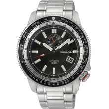 Seiko Men's Stainless Steel Superior Automatic Black Dial Tachymeter SSA037