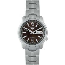 Seiko Men's Stainless Steel Seiko 5 Automatic Black Dial Link Bracelet SNKK79