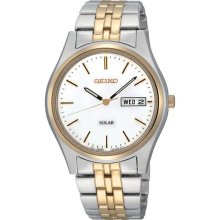 Seiko Mens Two-Tone Round-Dial Solar Watch