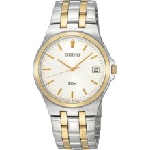 Seiko Men's Two Tone Stainless Steel Dress Silver Tone Dial SGEF12
