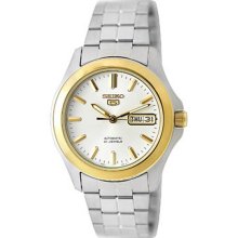 Seiko Men's Two Tone Stainless Steel Seiko 5 Automatic Dial Link Bracelet SNKK96