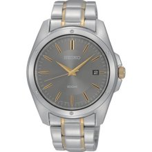 Seiko Men's Two Tone Stainless Steel Quartz Gray Dial Date Display SGEF85