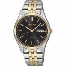 Seiko Mens Two Tone Solar Black Face Watch