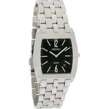 Seiko Premier Mens Black Date Dial Stainless Steel Bracelet Quartz Watch SKP165