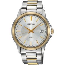 Seiko Quartz Mens Two Tone Silver Dial Watch SGEF54P1 SGEF54