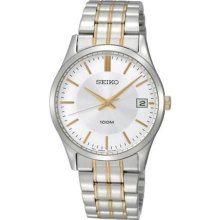 Seiko SGEF03 Two Tone Stainless Steel Silver Tone Dial Dress Link