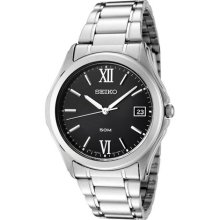 Seiko Sgef21p1 Mens Black Dial Stainless Steel Watch