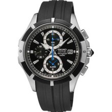 Seiko SNAF13 Coutura Stainless Steel Case Alarm Chronograph Black Dial