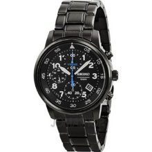 Seiko Snde09 Men's Watch Chronograph Black Black Tone Dial Date Display