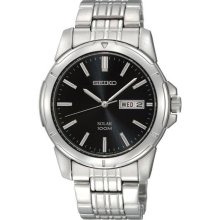 Seiko SNE093 Men's Black Dial Solar Powered Stainless Steel Watch ...