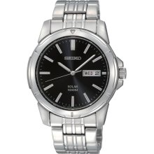 Seiko SNE093 Men's Black Dial Solar Powered Stainless Steel Watch