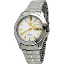 Seiko SNKK89 Seiko 5 Automatic Two Tone Dial Link Bracelet White ...