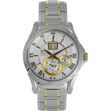 Seiko Snp022 Men's Watch Two Tone Kinetic Premier Perpetual Calendar White Dial