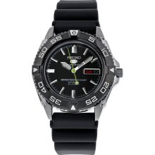 Seiko Snzb23k2 Men's Watch Seiko 5 Sports Automatic Black Dial Rubber Strap