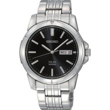 Seiko Solar Day/Date Window Black Dial Men's watch #SNE093