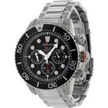 Seiko Solar Diver Black Dial Chronograph GMT Mens Watch SSC015