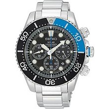Seiko Solar Divers Black Dial Stainless Steel Mens Watch SSC017