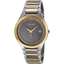 Seiko Solar Grey Dial Two-Tone Stainless Steel Mens Watch SNE242