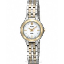 Seiko Solar Ladies Watch White Dial Two-Tone 12 Month Power SUP004