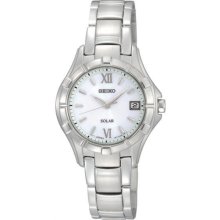 Seiko Solar Quartz Mother of Pearl Dial Ladies Watch SUT049