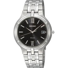 Seiko Solar Quartz Stainless Steel Mens Watch SNE027