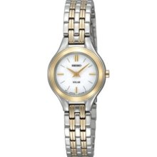 Seiko Solar Women's Two-tone Watch - Stainless Bracelet - Silver Dial - SUP004