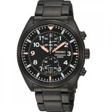 Seiko Sports Black Stainless Steel Chronograph Mens Watch SNN237 ...