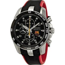 Seiko Sportura FC Barcelona Chronograph Black Dial Mens Watch SNAE93