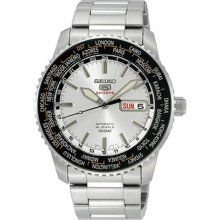 Seiko SRP123 Stainless Steel Automatic Silver Tone Dial Black World