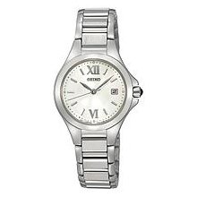Seiko Steel Bracelet Date Window White Dial Women's watch #SXDC13