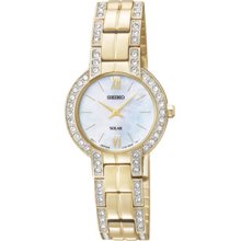 Seiko Sup200 Womens Stainless Steel Crystal Mother Of Pearl Dial Watch