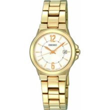 Seiko SXDC90 Gold Tone Stainless Steel Silver Tone Dial Quartz Link