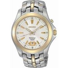 Seiko Two-tone Perpetual Calendar White Dial Men's Watch #SNQ102